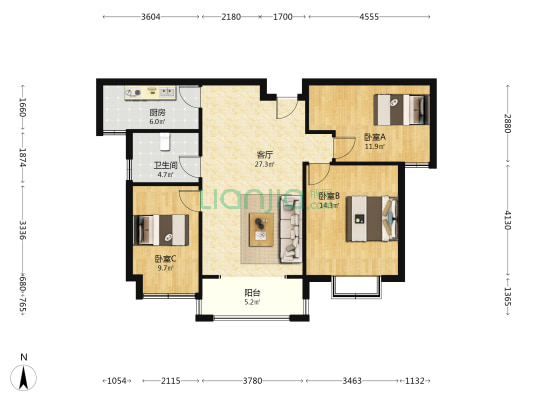 安居九期西区 3室1厅1卫 114平方