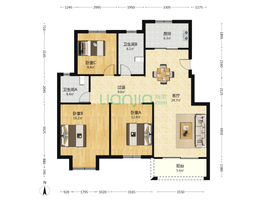 徐市印象花园 3室1厅2卫 125平方