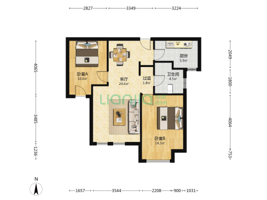 三湘印象森林海尚城 2室1厅1卫 81平方