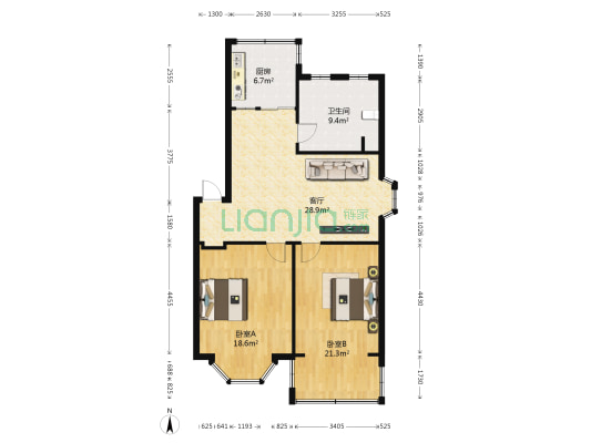 春晖园 2室1厅1卫 95平方
