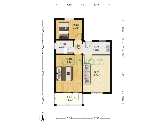 凌一小区 2室1厅1卫 65平方