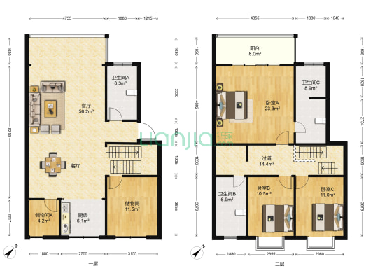 法苑小区西区 3室1厅3卫 203平方