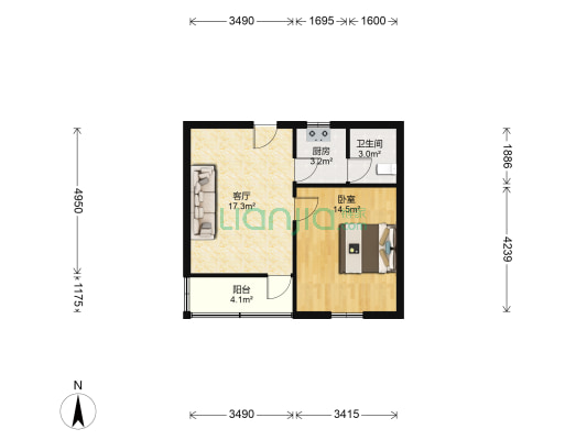 新联小区 1室1厅1卫 48平方