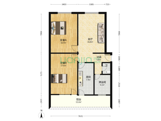广东路东一段50号 2室1厅2卫 108平方