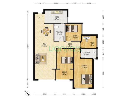 国宾御府 4室1厅2卫 123平方
