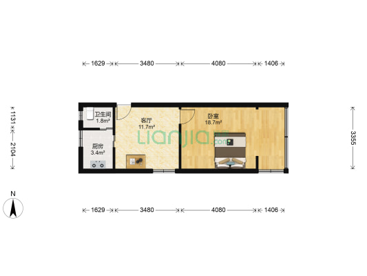 武林桥河下 1室1厅1卫 44平方