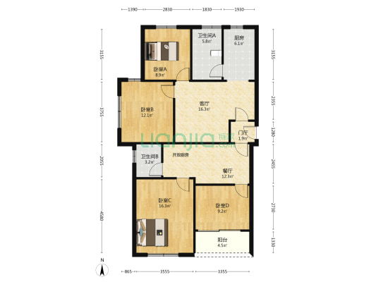 张溇小区大池头园 4室2厅2卫 127平方