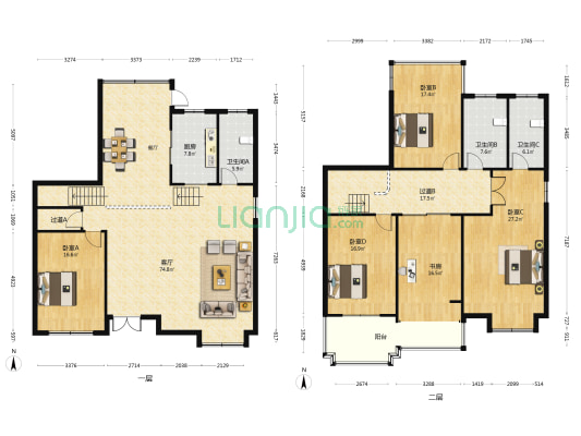 明日嘉园 5室1厅3卫 275平方