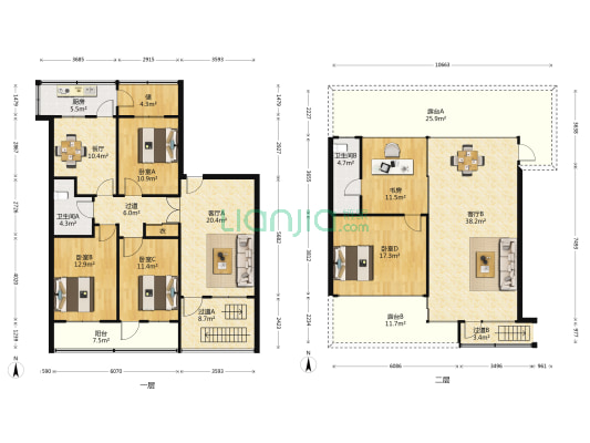 红门交警接待处宿舍 5室3厅2卫 113平方