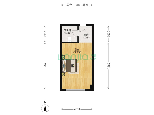 新华联国花园 1室0厅1卫 50平方