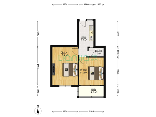 长风新村 2室0厅1卫 51平方