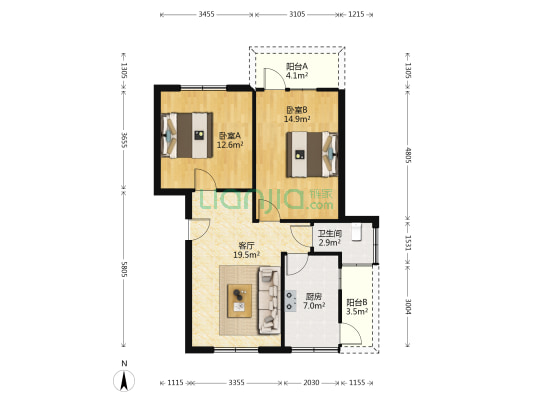 青江中路269号 2室1厅1卫 75平方