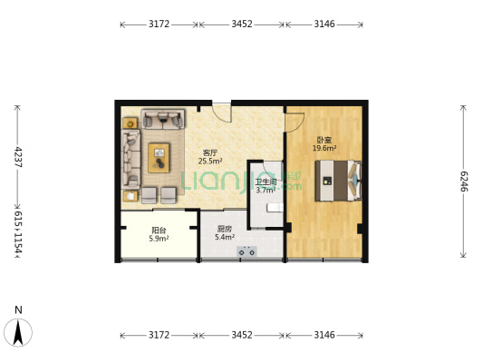 七里河区林业局家属院 1室1厅1卫 70平方