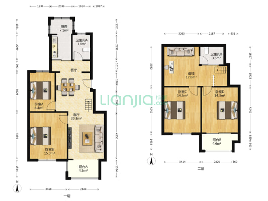 紫东南苑南区 4室1厅2卫 151平方