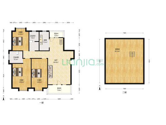 阳光香榭 3室1厅2卫 210平方