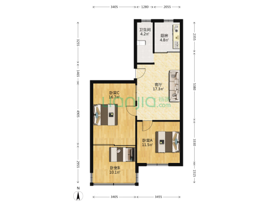 棋盘山路68号 3室1厅1卫 78平方
