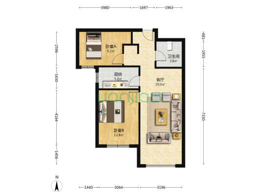 中楼层 满本 中单元 毛坯 看房方便 小区西侧-户型图