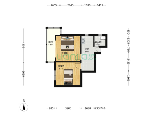 东海小区 2室0厅1卫 43平方