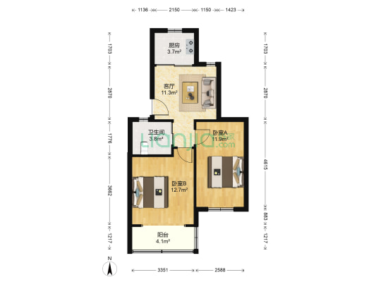 绿梅二村 2室1厅1卫 60平方