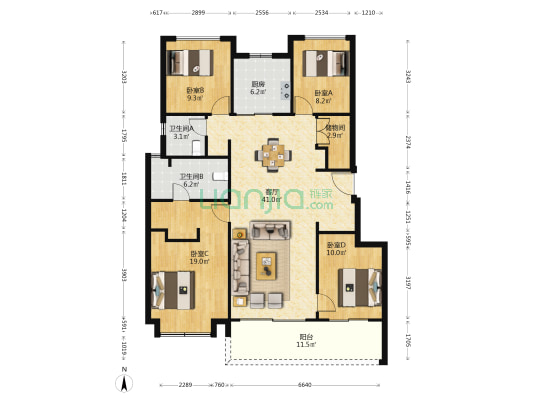 境上源境府 4室1厅2卫 138平方