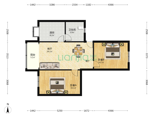 武汽宿舍 2室1厅1卫 95平方