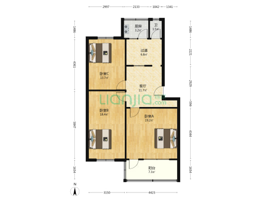 省科技馆宿舍 3室1厅1卫 92平方