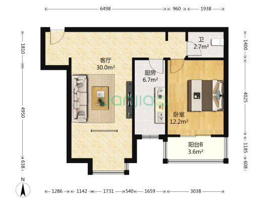 嘉实蓝岸 1室1厅1卫 73平方