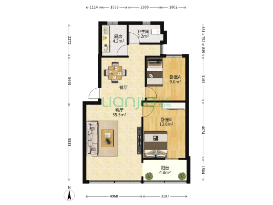 南宁壮宁工业园第一生活区 2室1厅1卫 77平方