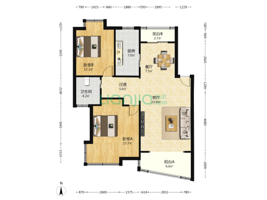 春晖苑 2室2厅1卫 99平方