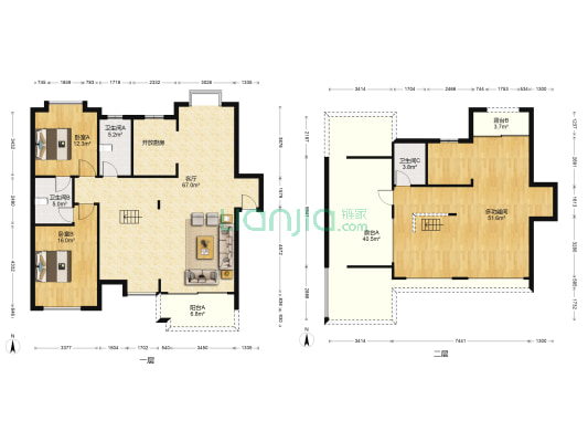 水木清华 3室1厅3卫 184平方