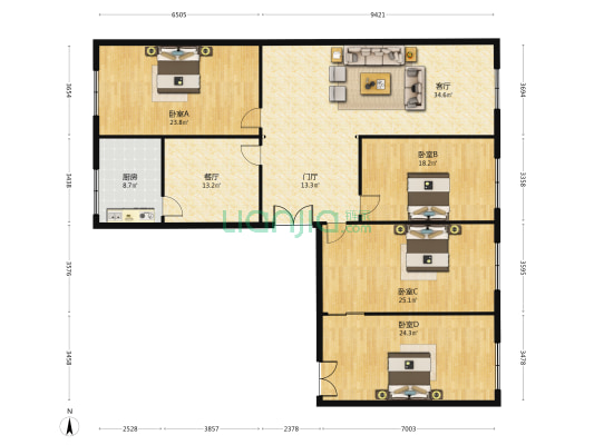 银河商务 4室2厅0卫 255平方
