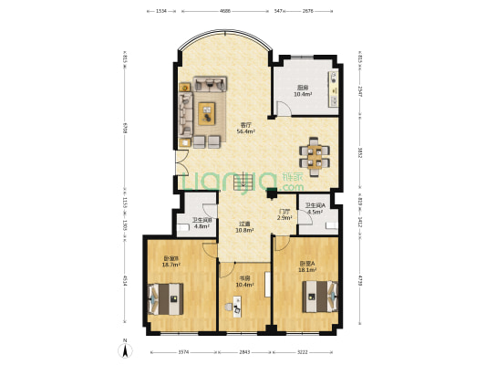 东大智慧园 3室1厅2卫 179平方
