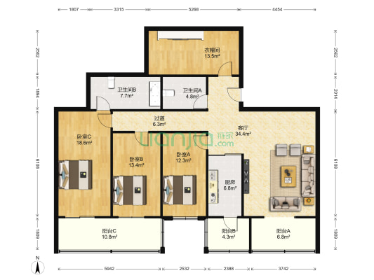 碧江名苑 3室1厅2卫 185平方