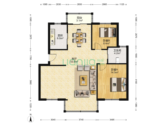 海文花园东区 2室1厅1卫 104平方
