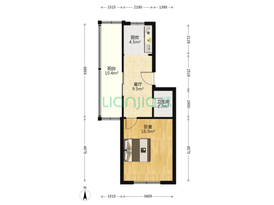 工行宿舍 1室1厅1卫 52平方