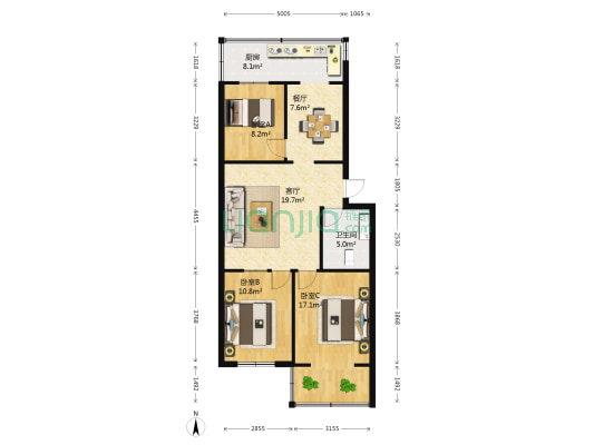 清河苑 3室2厅1卫 93平方