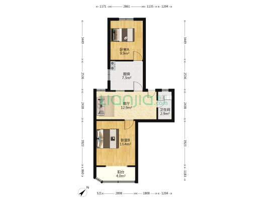 金杨新村五街坊 2室1厅1卫 61平方