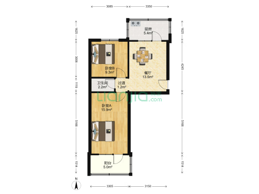 鑫海苑 2室1厅1卫 64平方