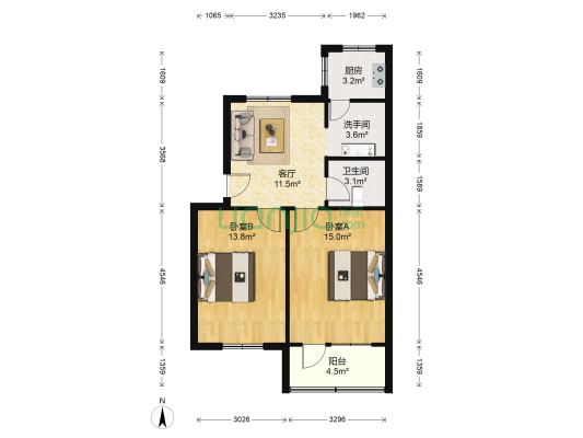 中宅新村 2室1厅2卫 73平方