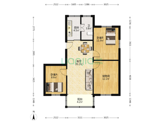 毛纺小区 2室1厅1卫 76平方