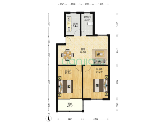 浦汇新村 2室1厅1卫 80平方