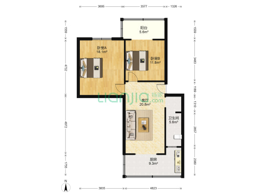 洛阳路190号院 2室1厅1卫 73平方