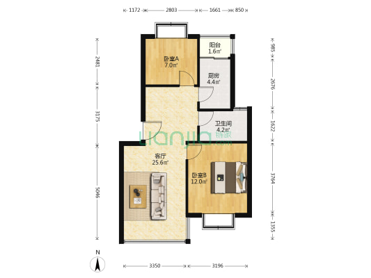 和园小区(盘龙区) 2室1厅1卫 64平方