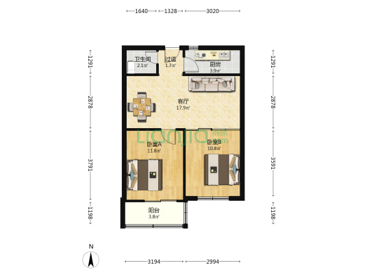 招贤小区西区 2室1厅1卫 65平方
