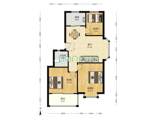 白云街182弄 3室1厅1卫 88平方