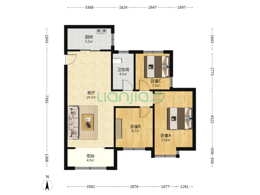 中康明德府 3室1厅1卫 110平方