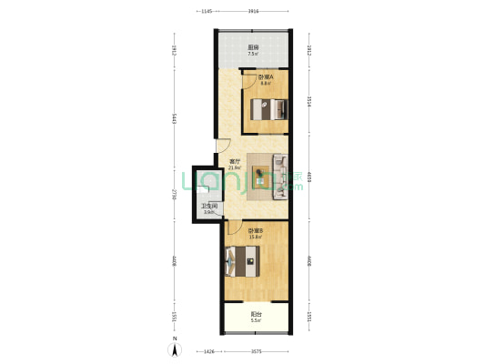 西山425小区 2室1厅1卫 76平方