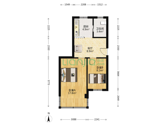 仓基小区 2室1厅1卫 53平方