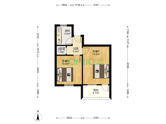 和平路25号 2室0厅1卫 44平方