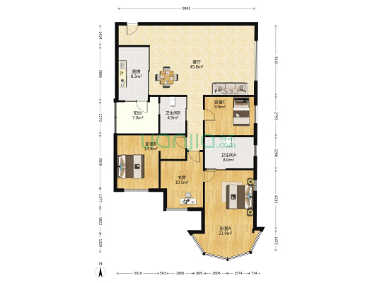 都市花苑 4室1厅2卫 168平方